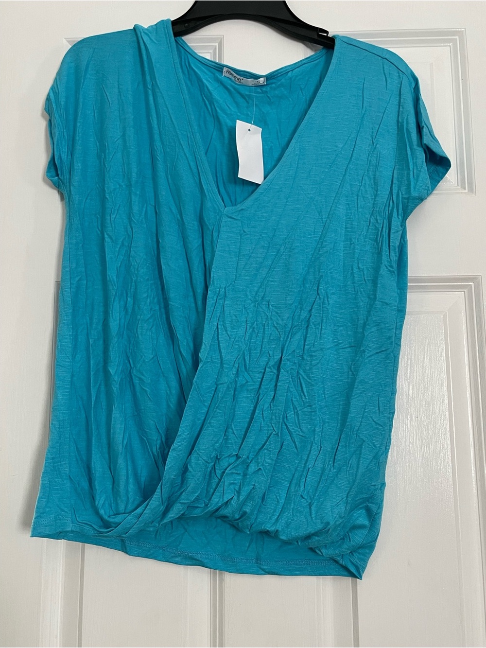 Women’s Teal Surplice Short-Sleeve Top